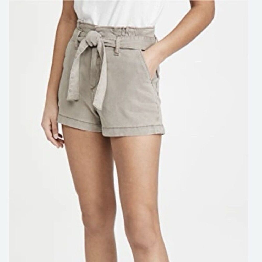 Paige Anessa Paper Bag Tie Waist Shorts Size 29 High Waist Vintage Taupe